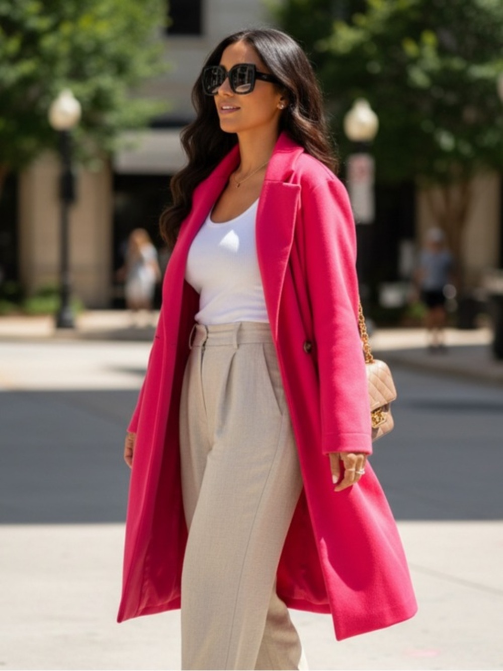 NWT Love Tree Bright Pink Trench Coat 3/4 size large brand new never worn